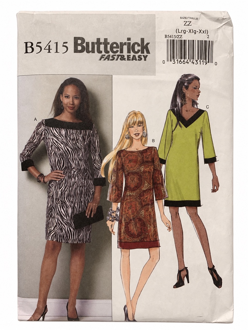 Butterick B5415 Misses Petite Shift Dress Pattern L XL XXL Uncut OOP